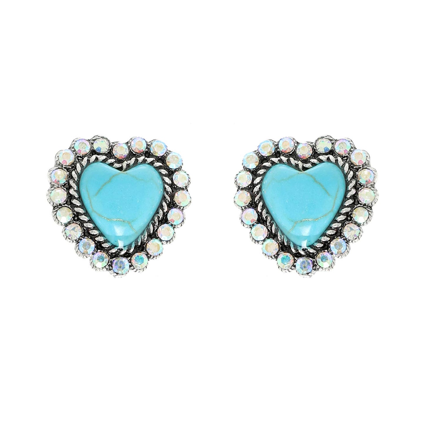 Western Navajo Turquoise  Heart Earrings