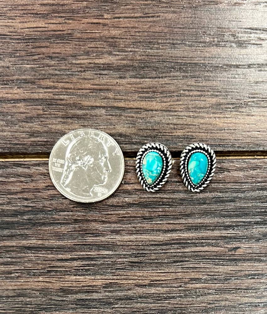 Drop Gemstone Stud Earrings
