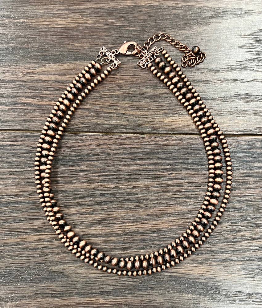 18" Copper Navajo Bead Necklace