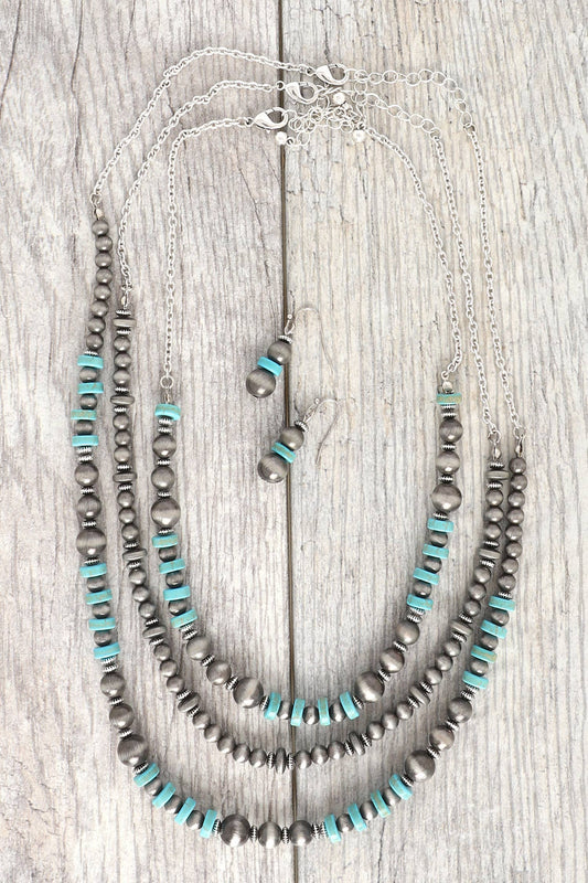 Western Multilayer Bead Necklace Set