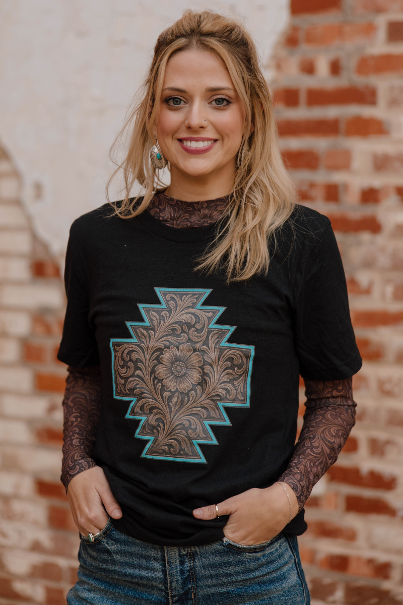 Bronzed Bloom Mesh Top