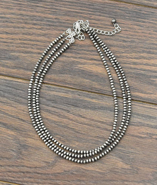 17" 3-strand 4mm Navajo Bead Necklace