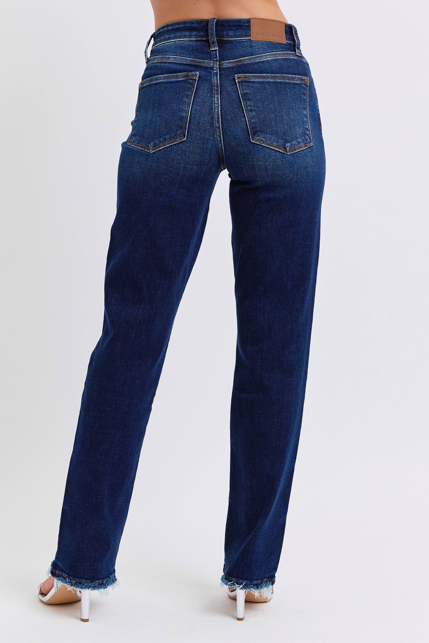 Judy Blue Mid Rise Straight Leg with Fray Hem