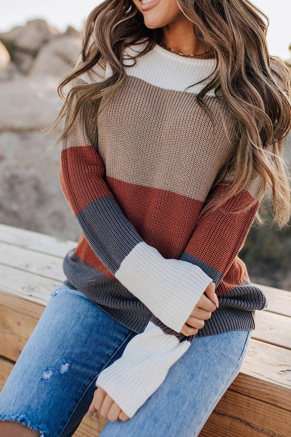 Chestnut Color Block Sweater