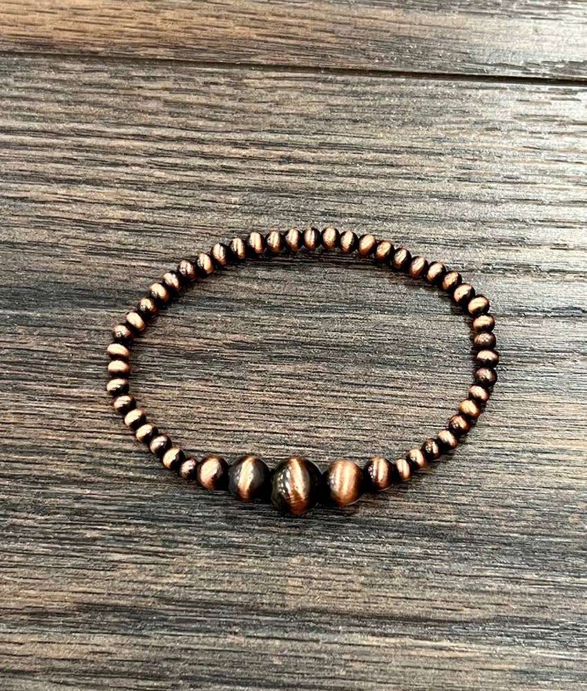 Handmade Copper Navajo Bead Stretch Bracelet