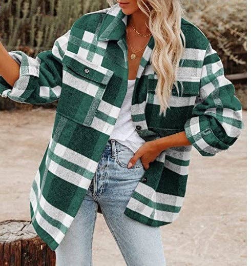 Women's Plaid Button Flannel Shacket