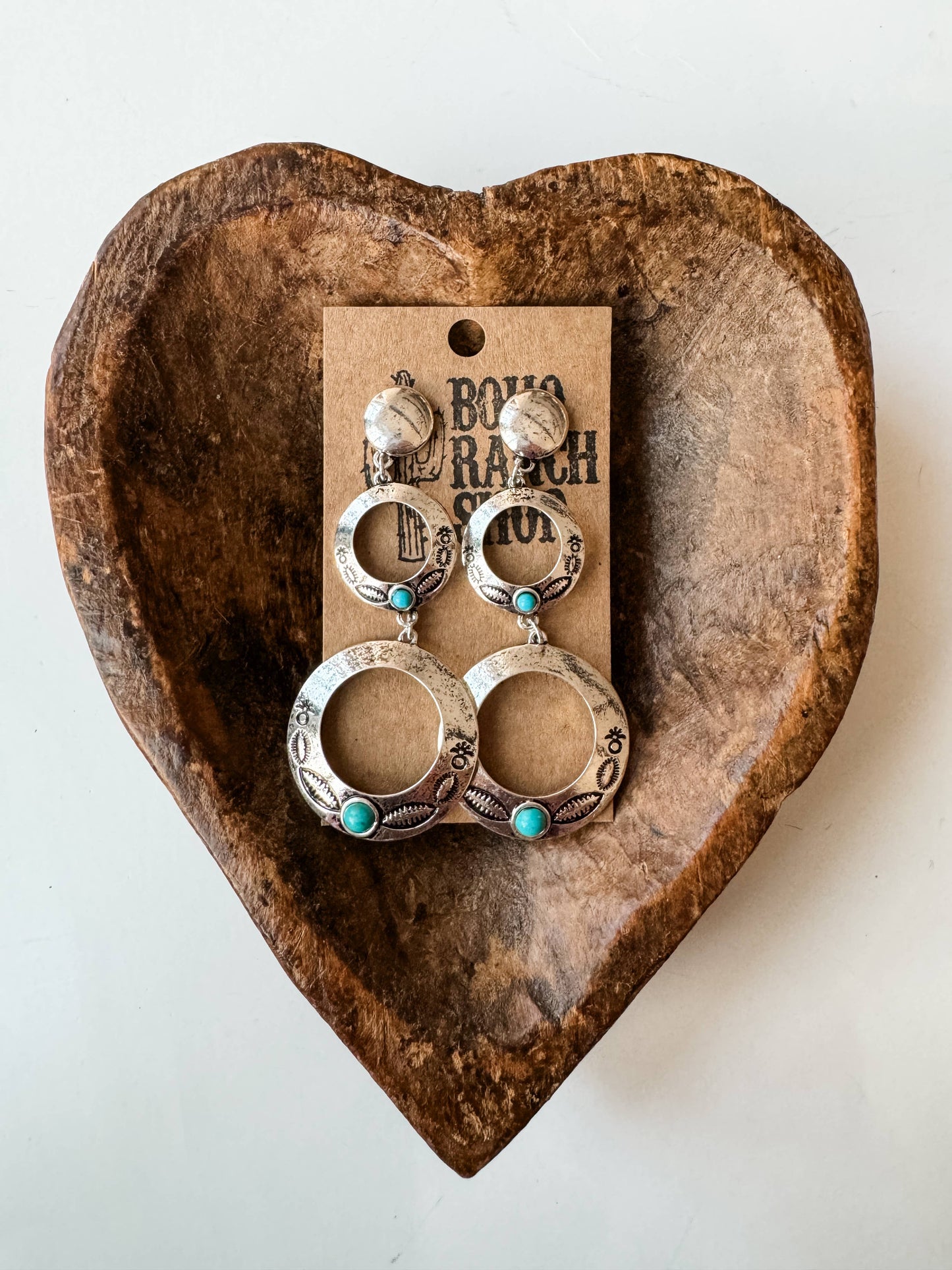 Western Circle Drop Stud Earrings