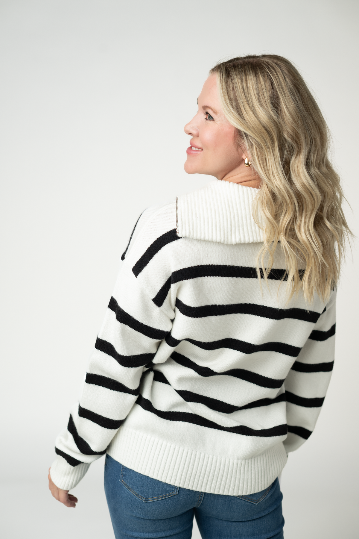 Quarter Zip Striped Pullover