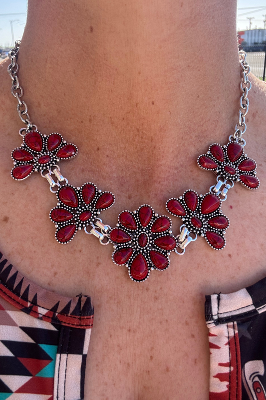 Ruby Flower Necklace
