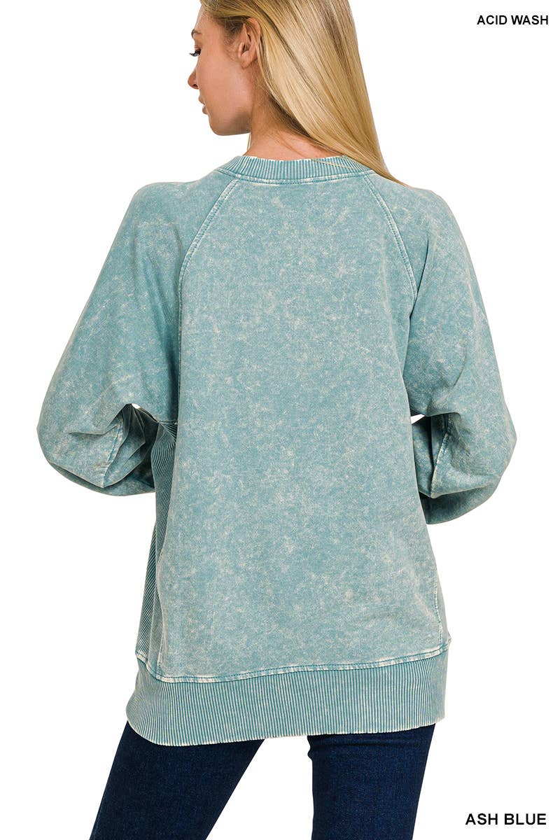 Acid Washed  Pullover With Pockets