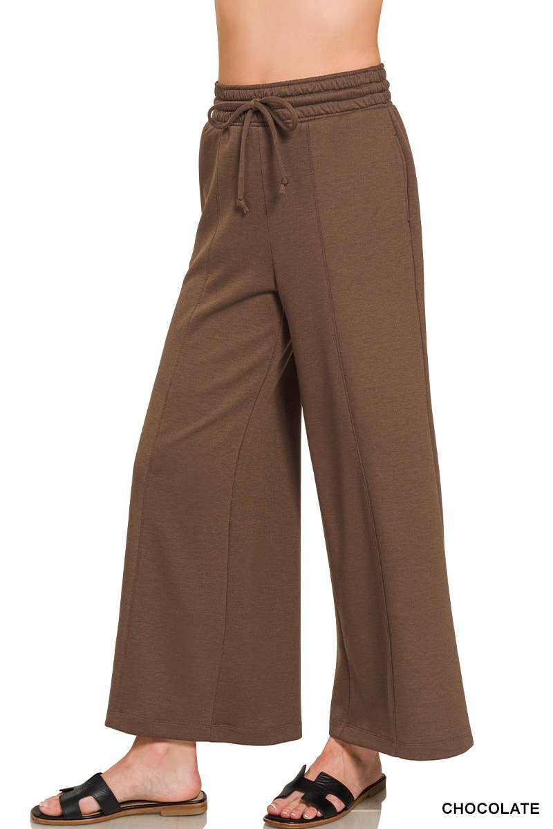 Scuba Drawstring Wide Leg Pants w/ Pockets