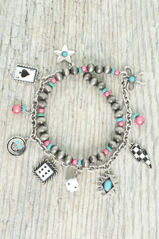Western Inspired Charm Bracelet with Dice