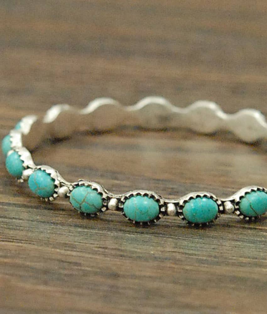 Oval Turquoise Bangle Bracelet