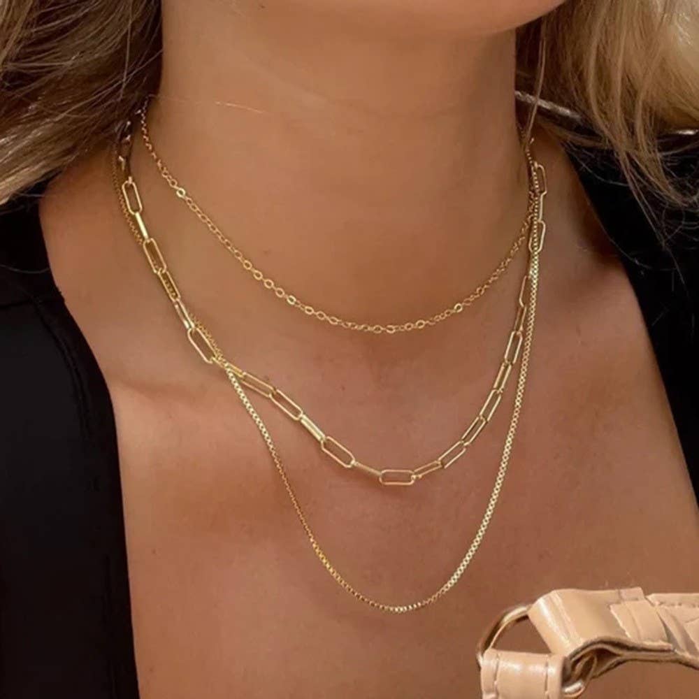 18K STAINLESS STEEL LAYERED NECKLACE