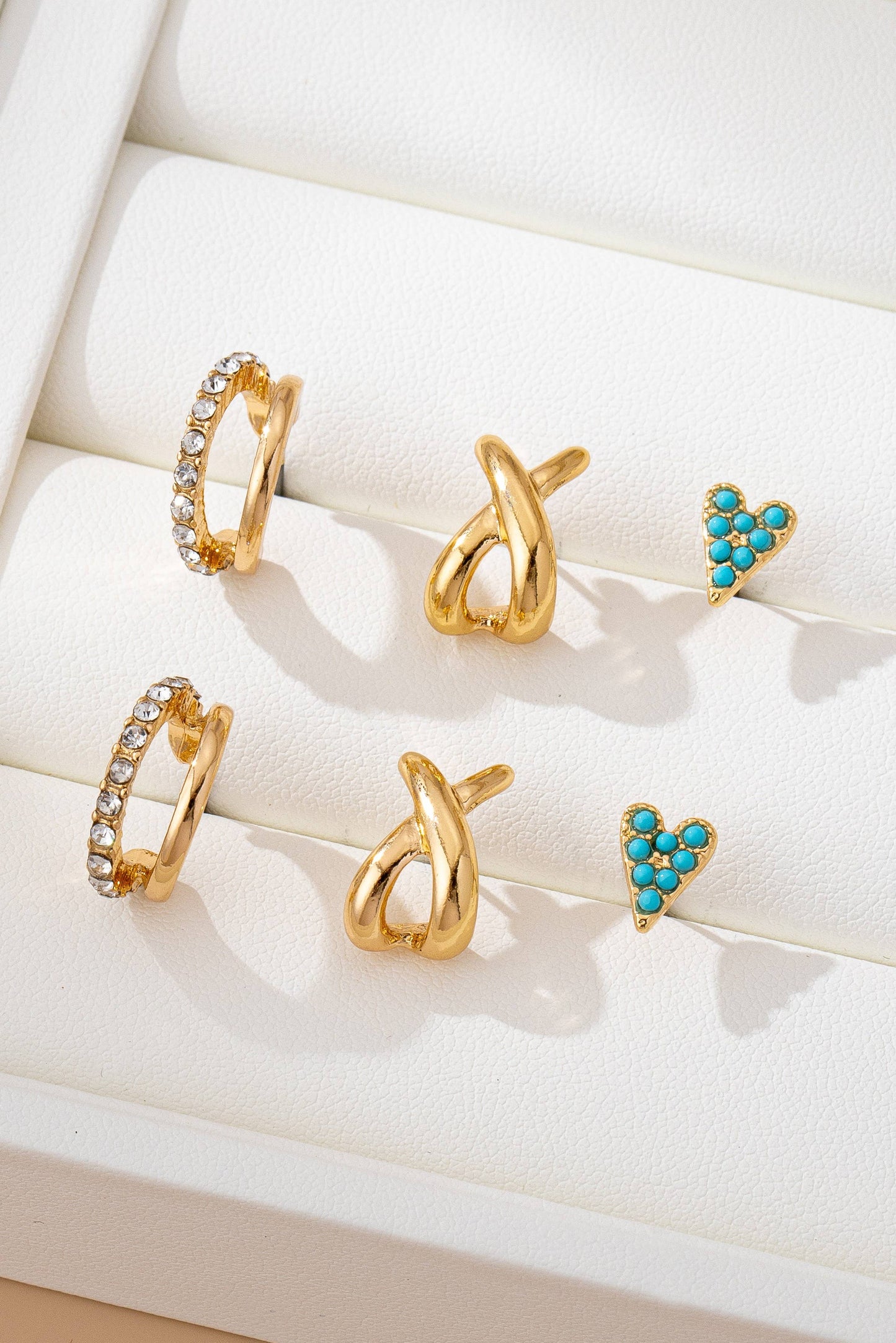 Turquoise & Crystal  Earring Set