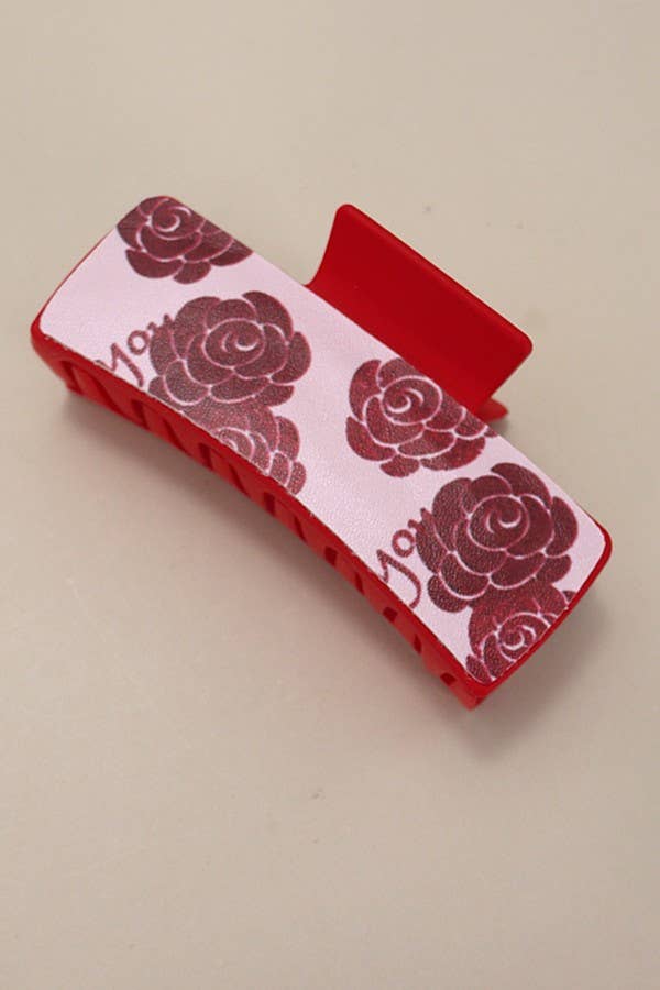 VALENTINE'S GIFT RECTANGLE HEART HAIR CLAW CLIPS