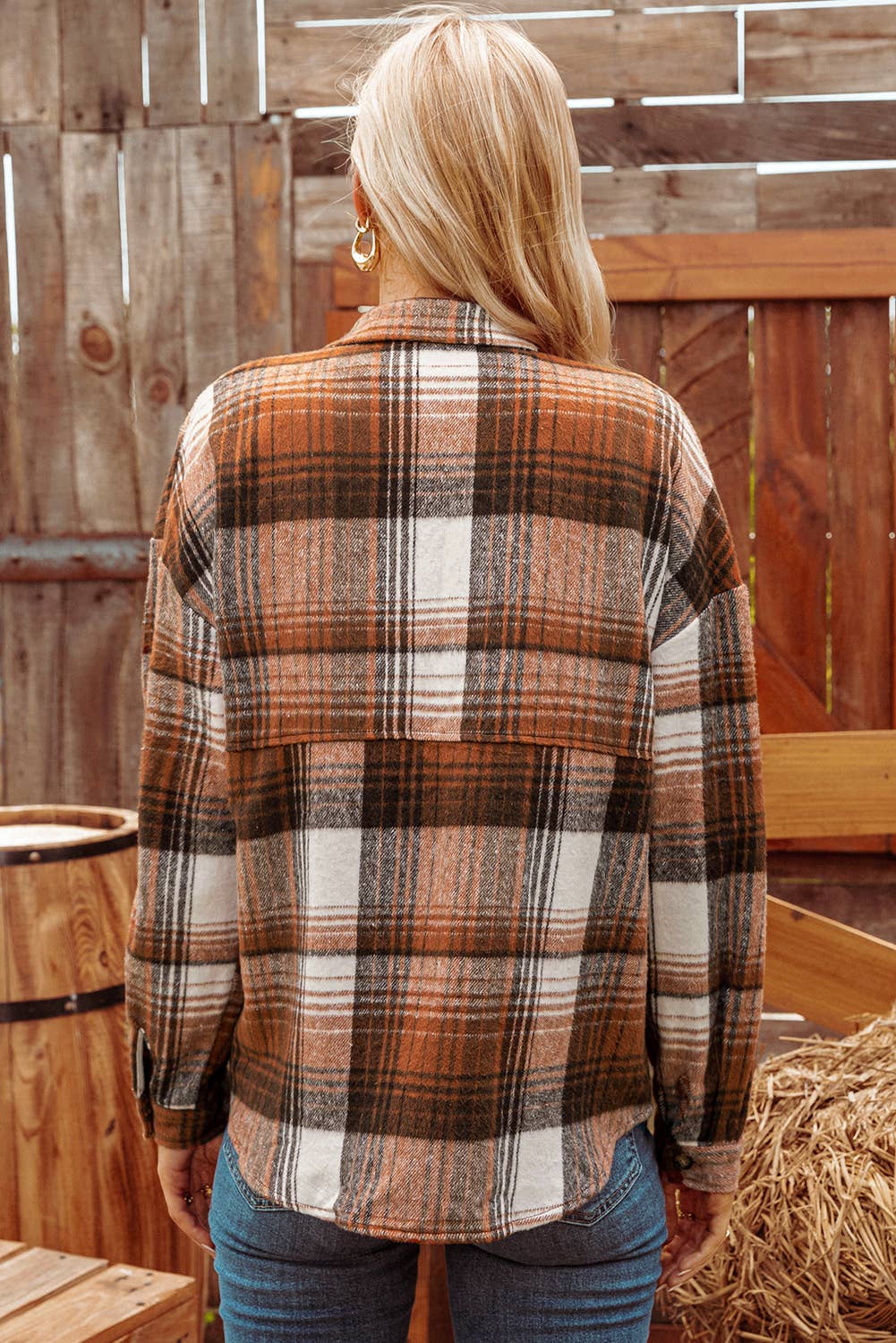 Fall  Plaid Flap Pockets Shacket