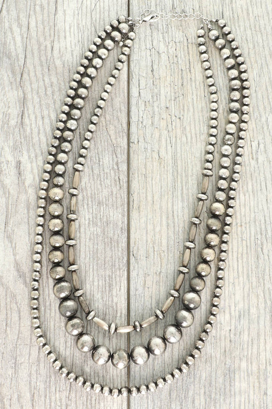 Western Navajo Multi Strand Pearl Necklace