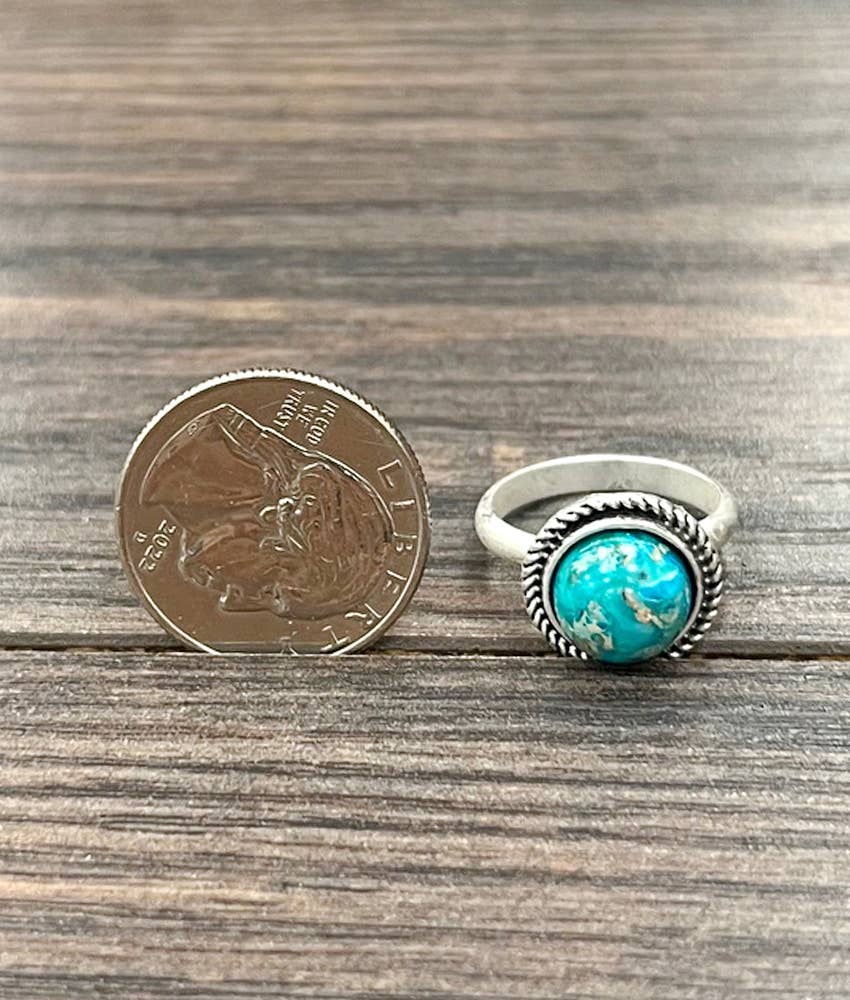 10mm Round Gemstone, Brass Adjustable Ring