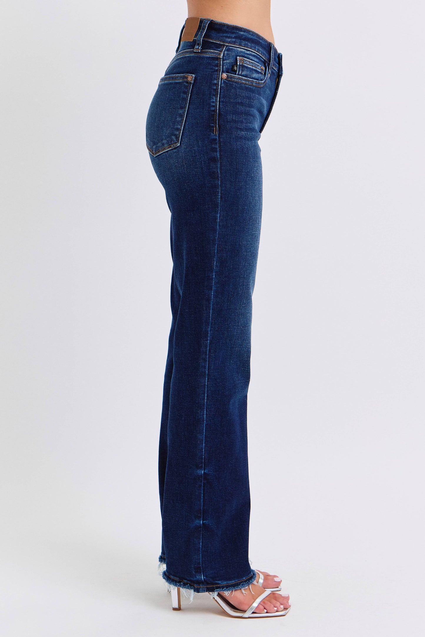 Judy Blue Mid Rise Straight Leg with Fray Hem