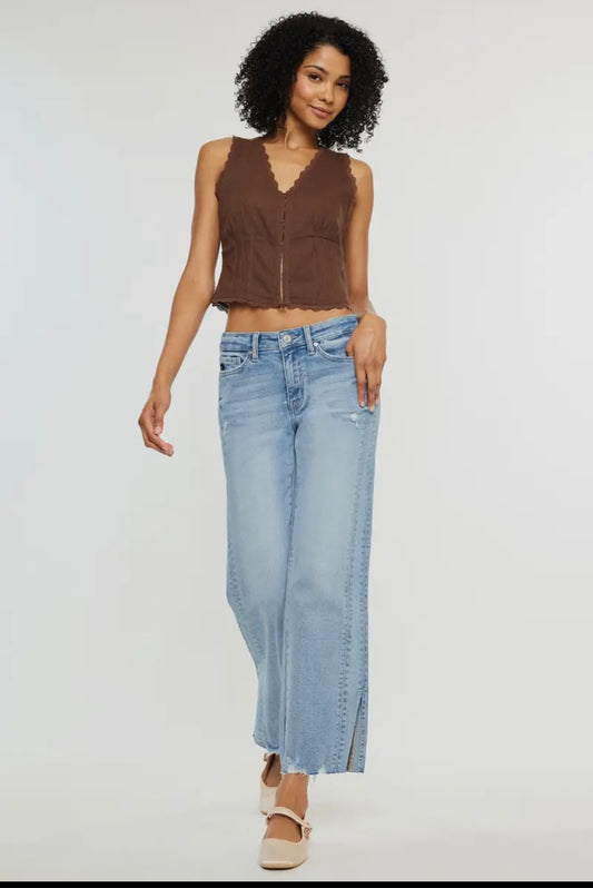 Kancan Mid Rise Straight Leg Jeans