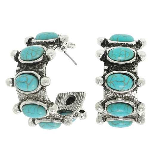 Western Turquoise Small Hoop Earrings