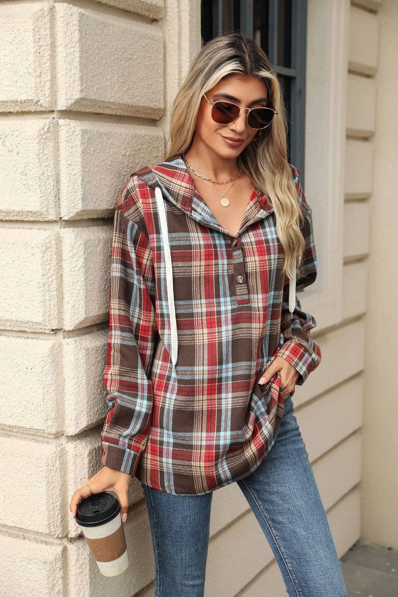 Hooded Flannel Top