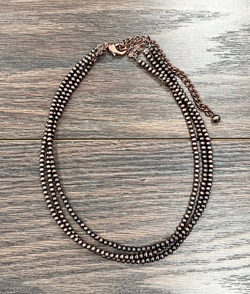 15" 4mm Copper Navajo Necklace