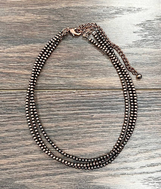 15" 4mm Copper Navajo Necklace
