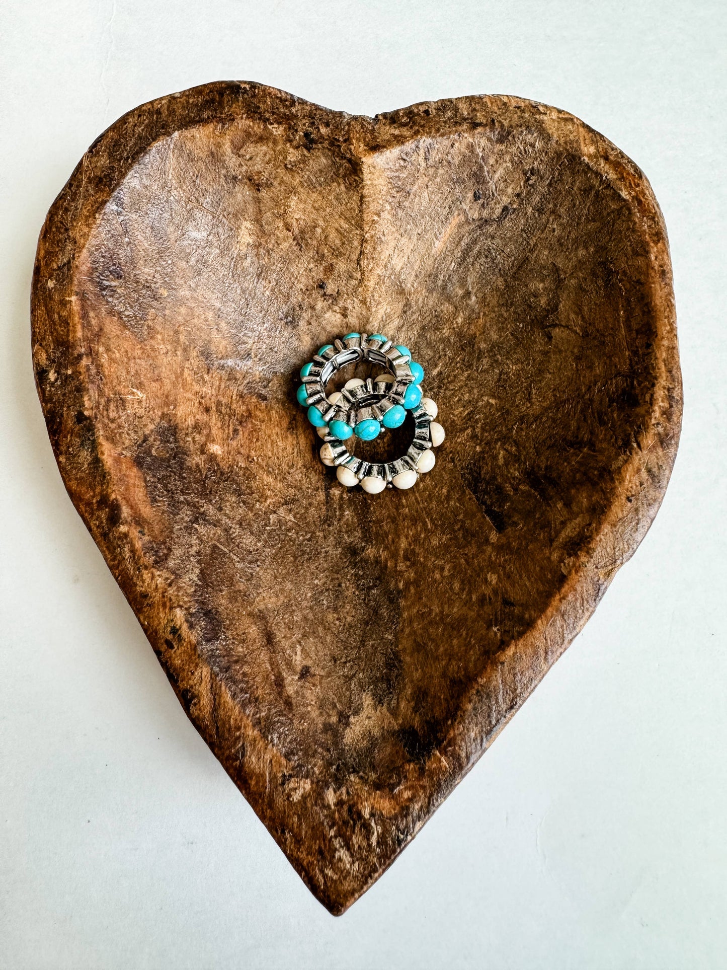 Western Simple Stretch Ringm- turquoise | white