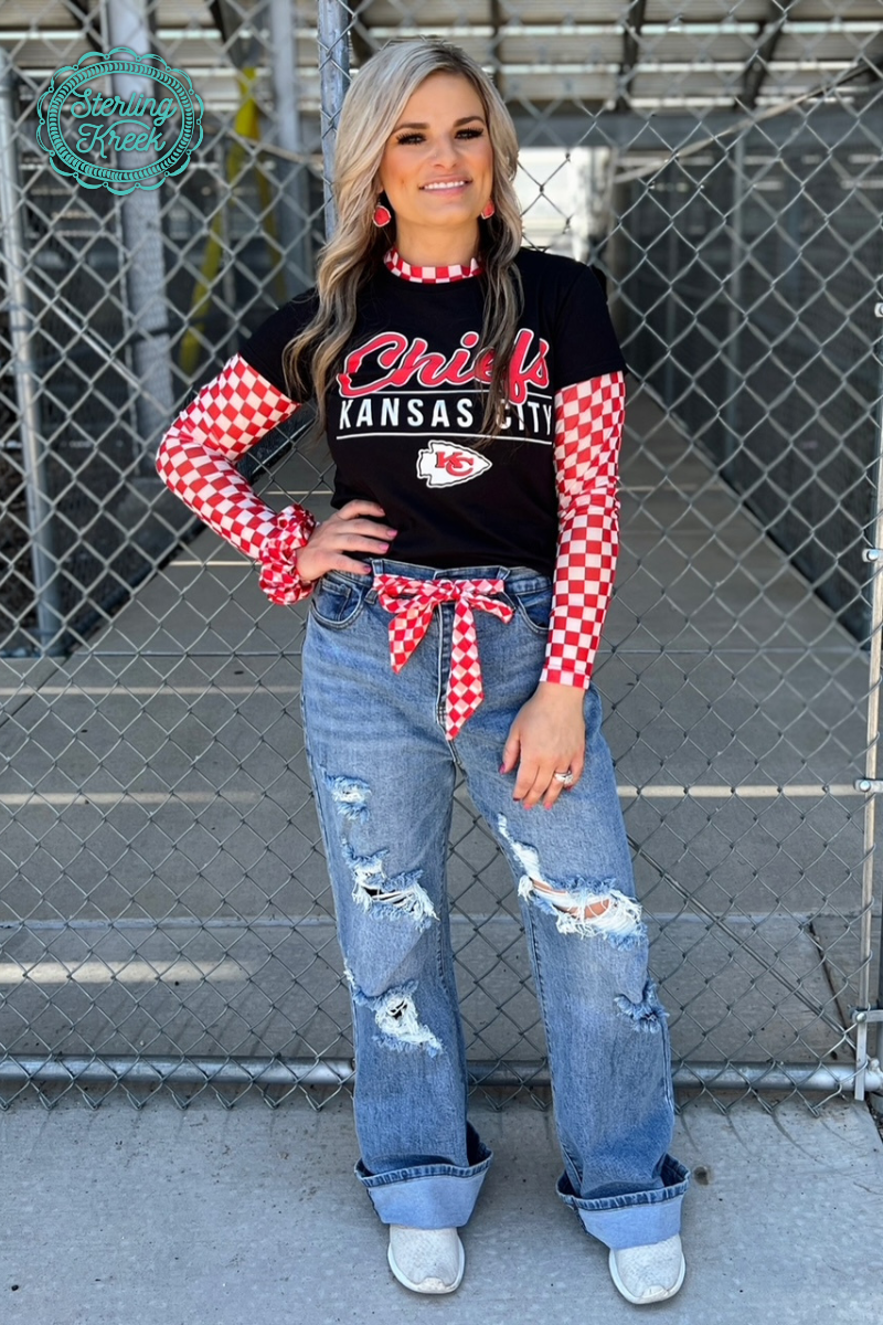 Red Checkered Mesh Top
