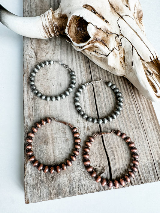 2” Navajo Pearl Hoops Earrings