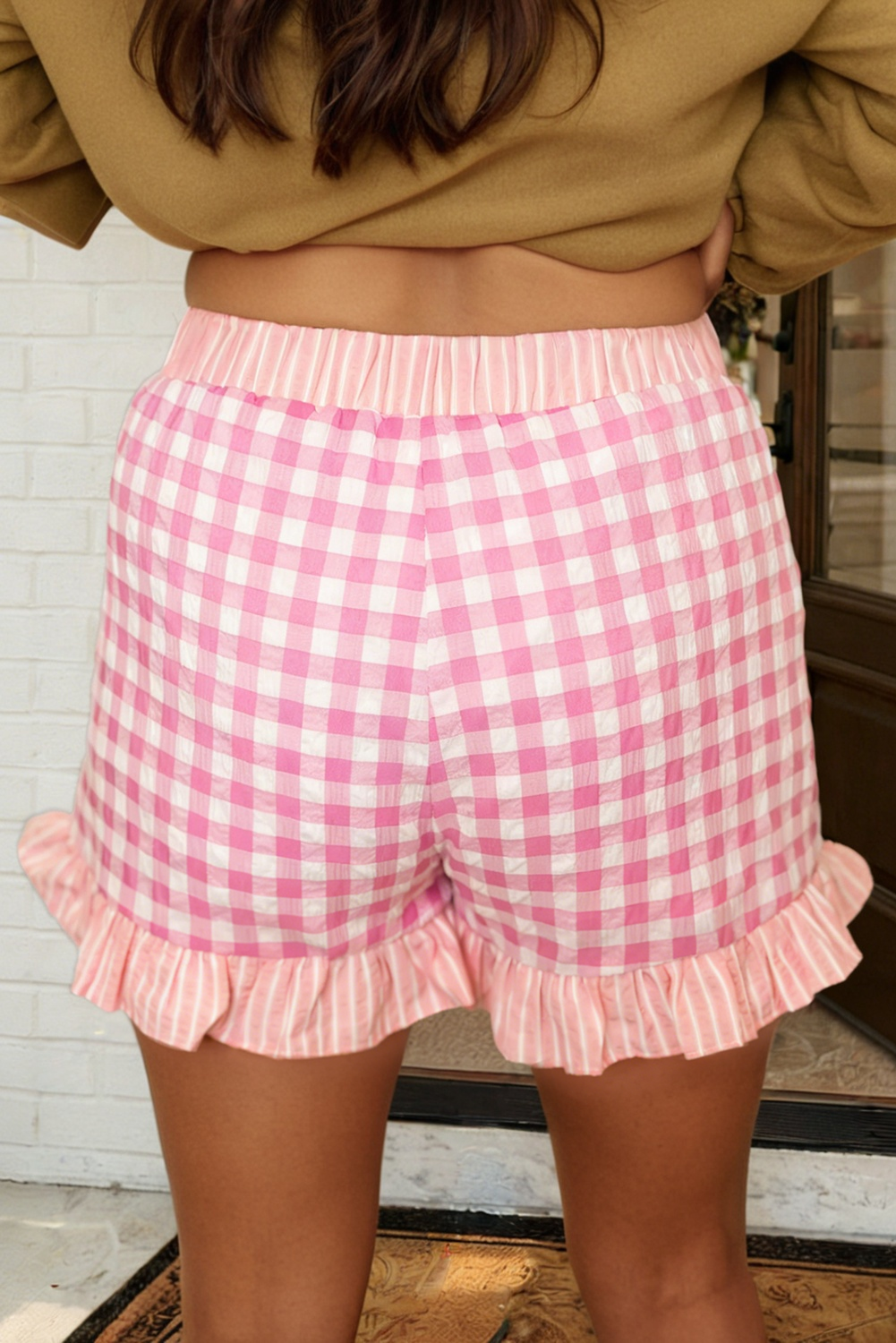 Gingham Print Ruffled Shorts