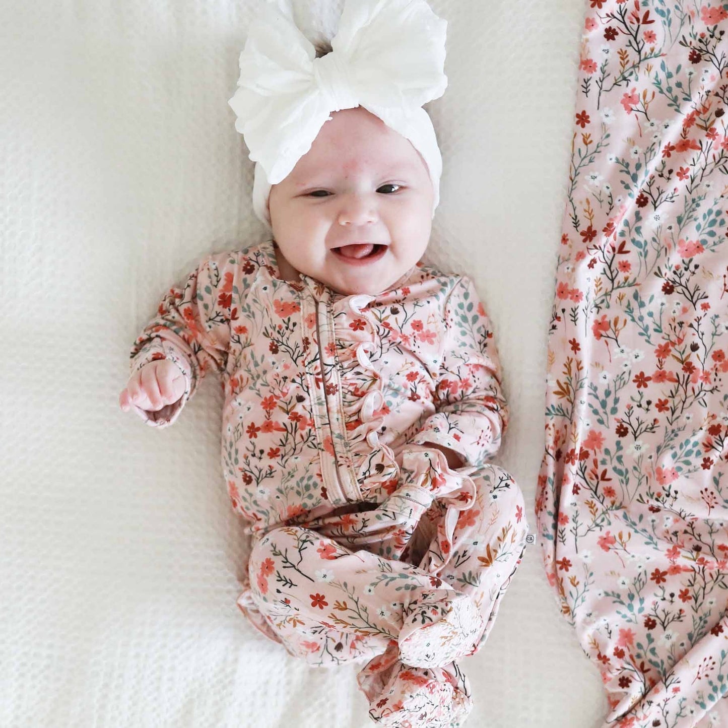 Autumn Blooms Ruffle Zipper Footie