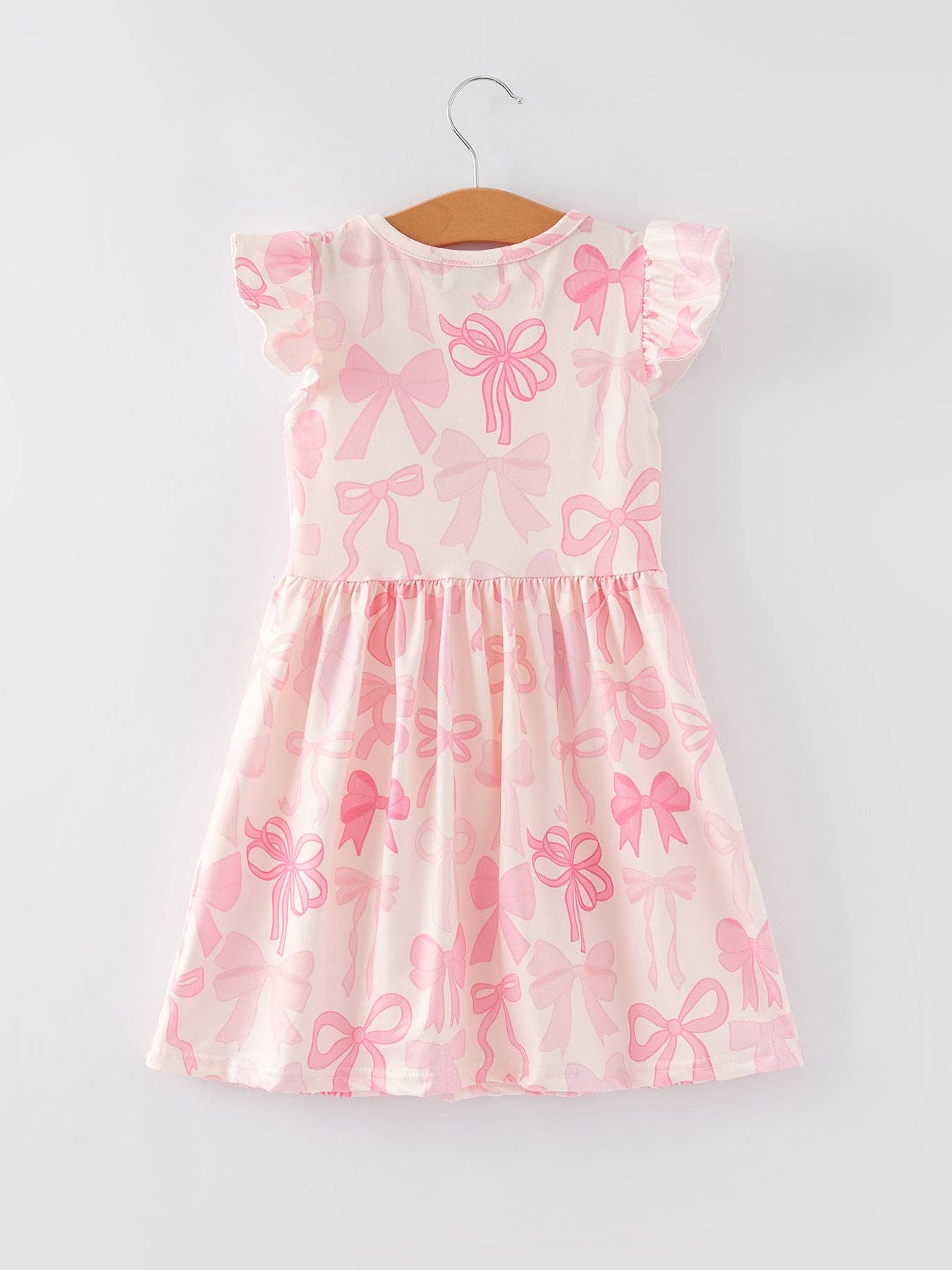 Bow Print Flying Sleeve Girls Dress