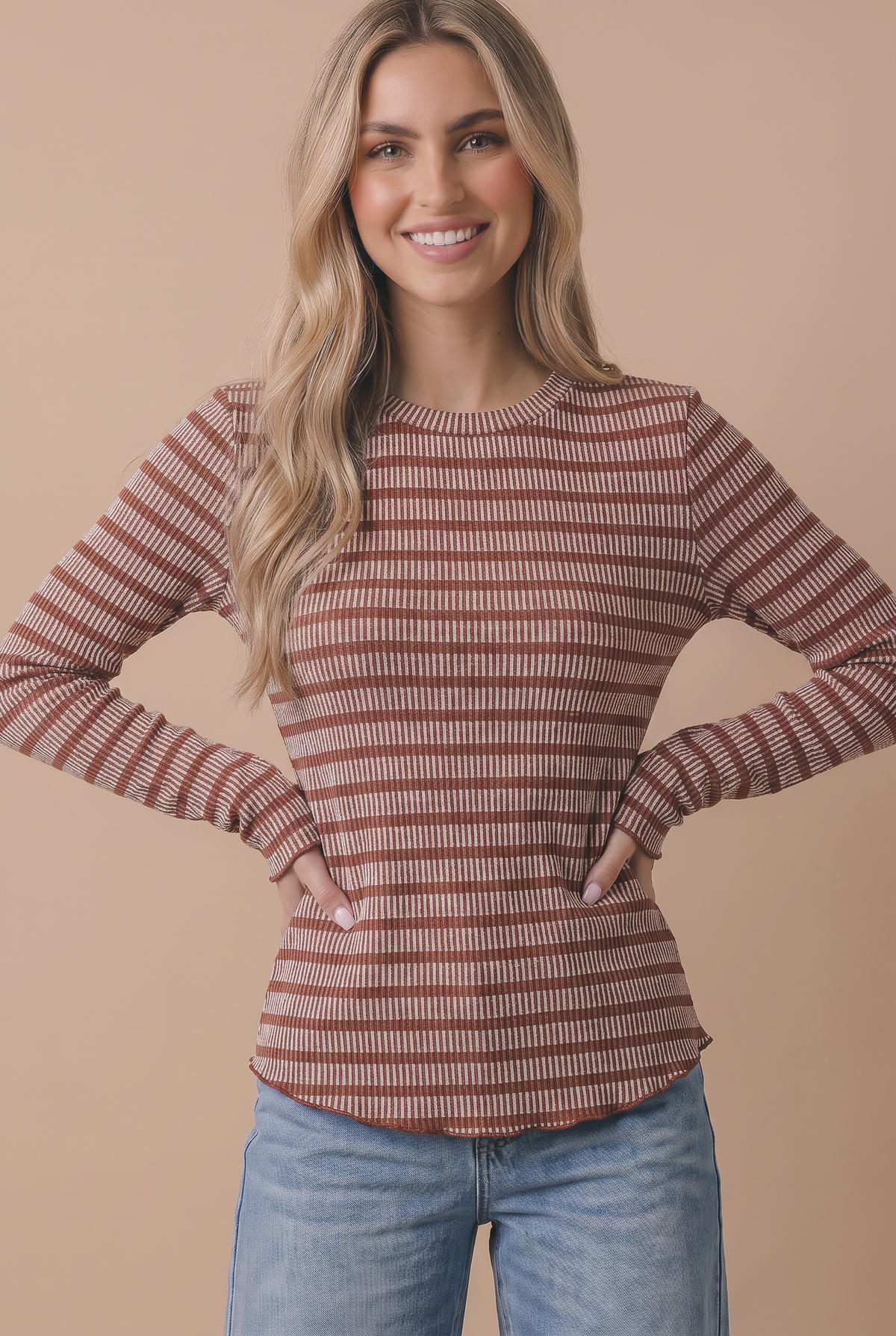 Striped Ribbed Knit Top