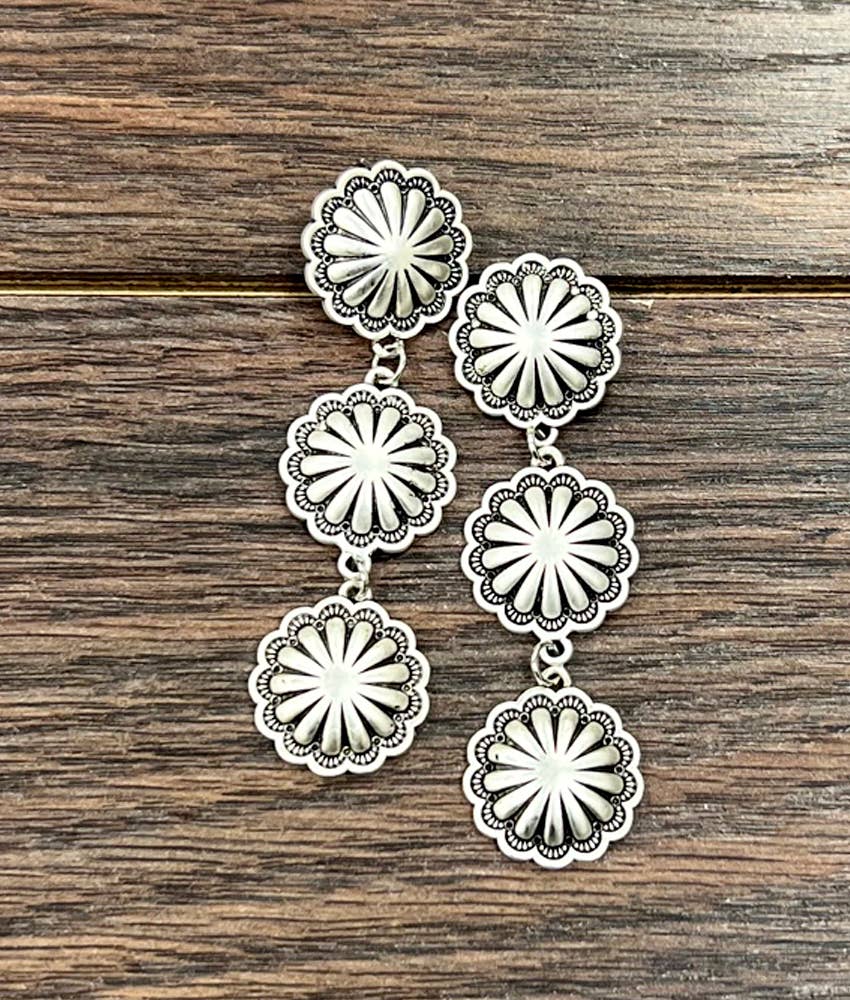 Brass Concho Post Earrings