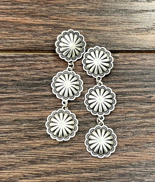 Brass Concho Post Earrings