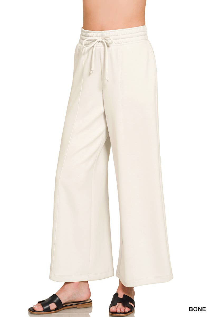 Scuba Drawstring Wide Leg Pants w/ Pockets