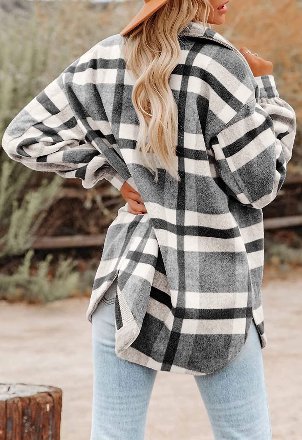 Women's Plaid Button Flannel Shacket