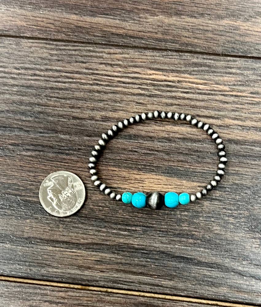 Navajo Turquoise Bead Stretch Bracelet