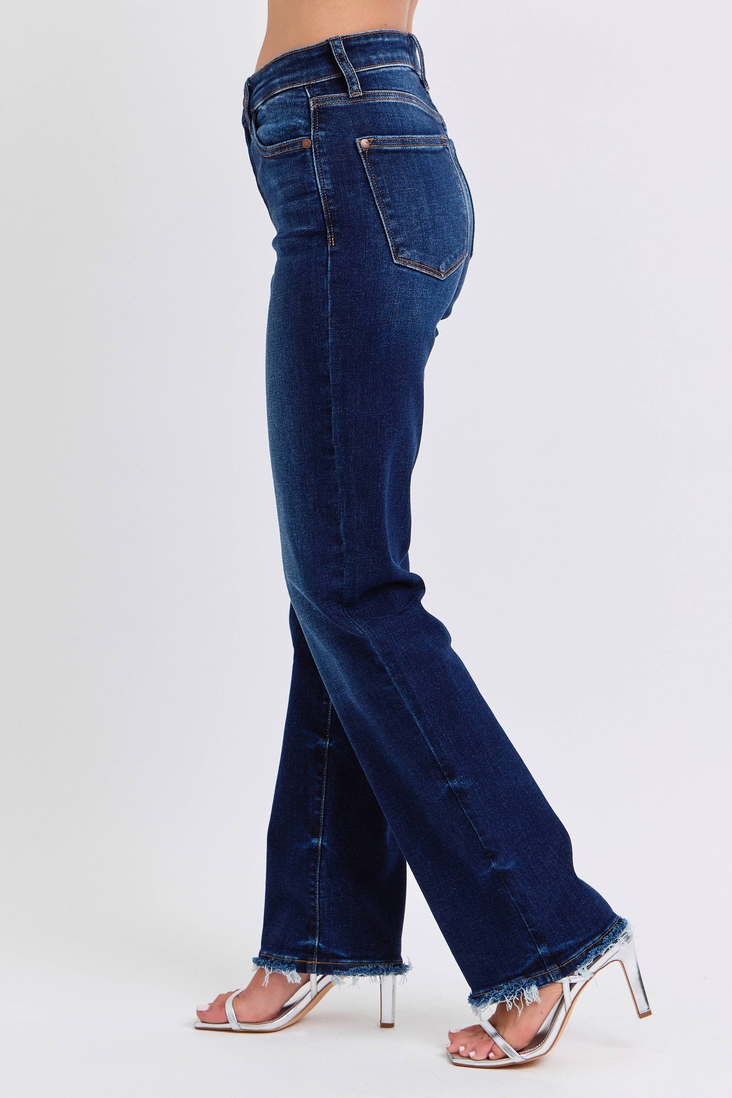 Judy Blue Mid Rise Straight Leg with Fray Hem