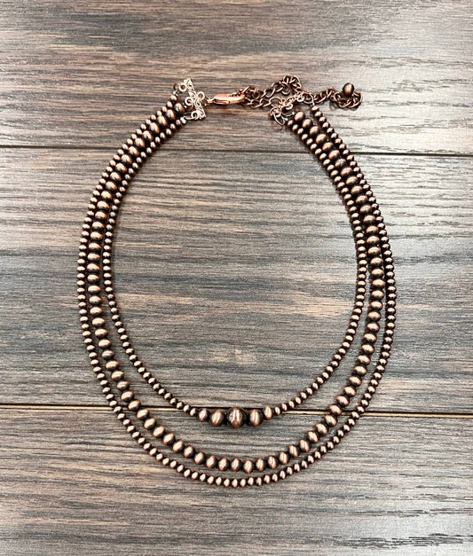 Handmade 18" Copper Navajo Bead Necklace