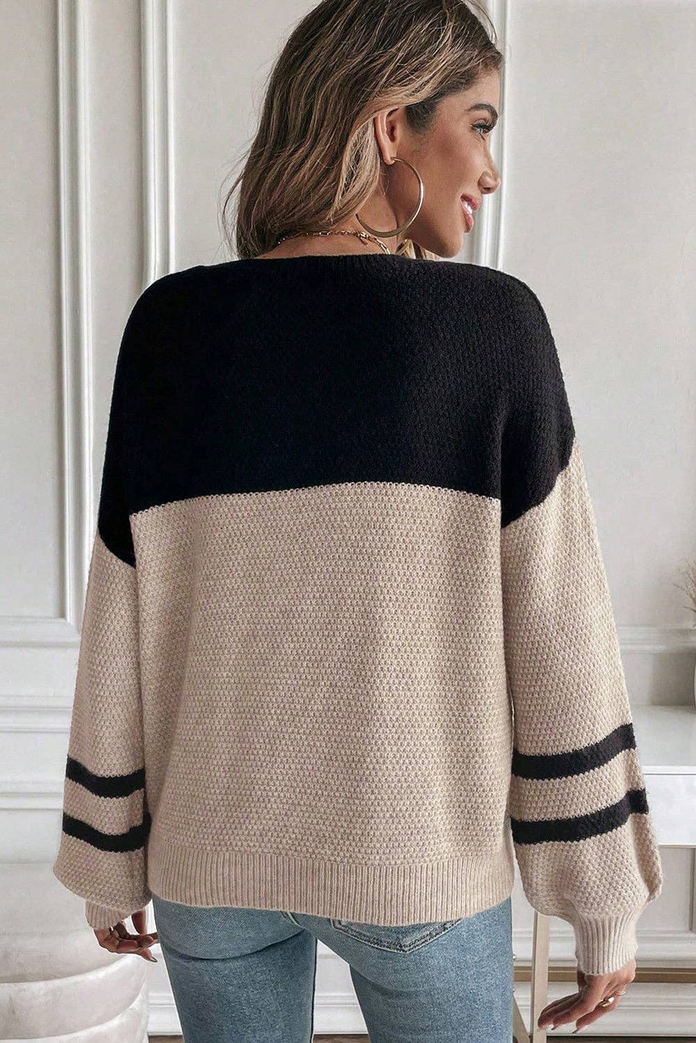 Brown Color Block Sweater
