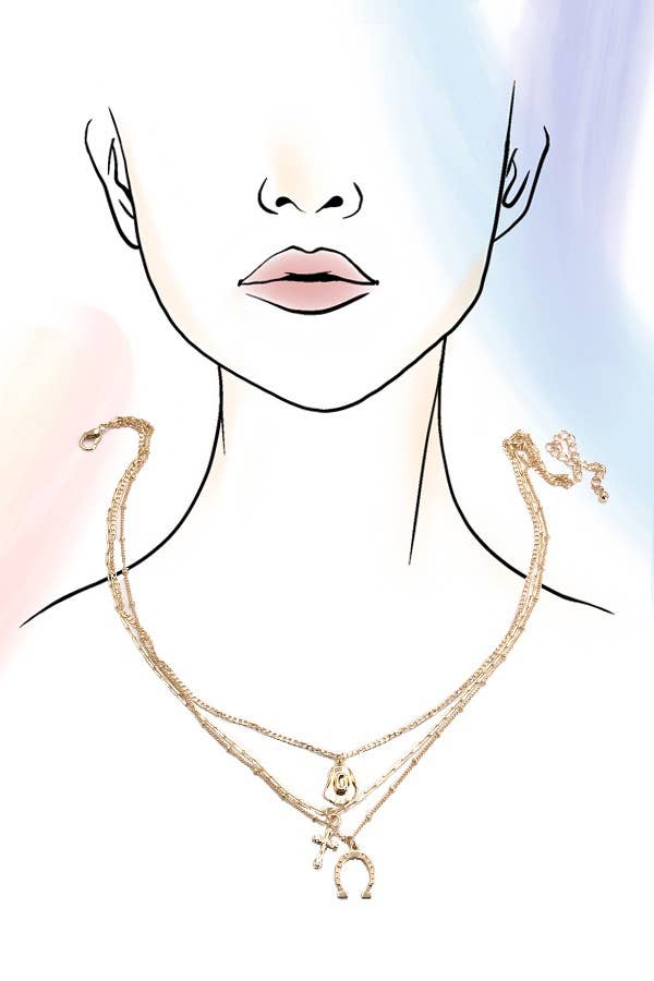 Three Layered Cross Necklace