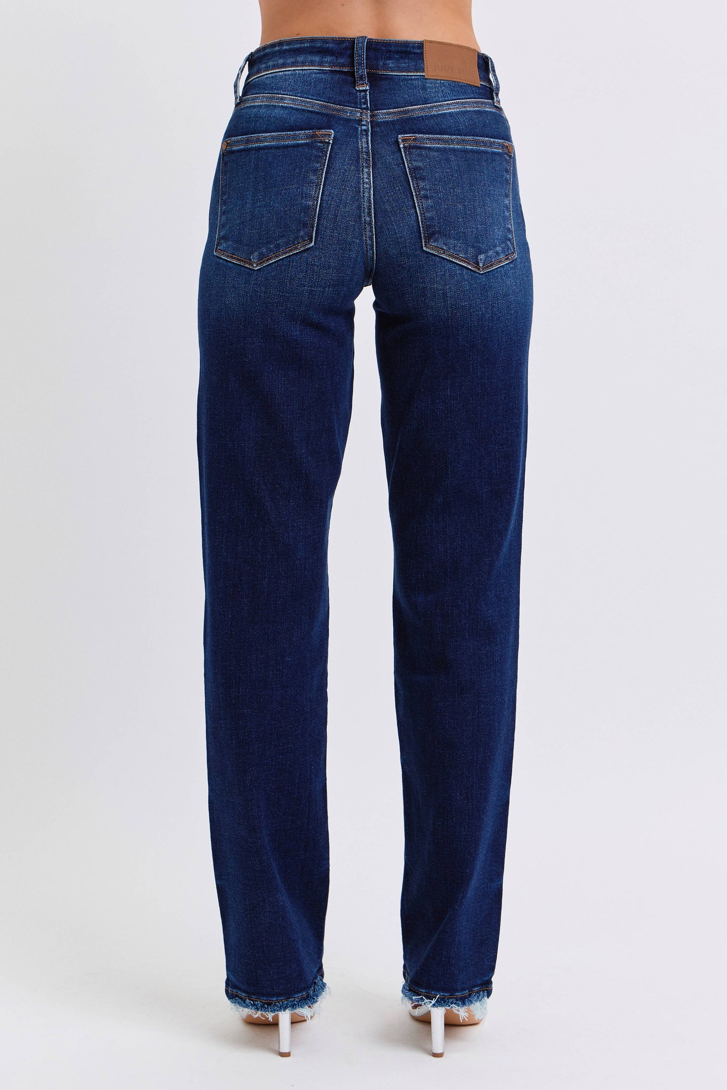 Judy Blue Mid Rise Straight Leg with Fray Hem