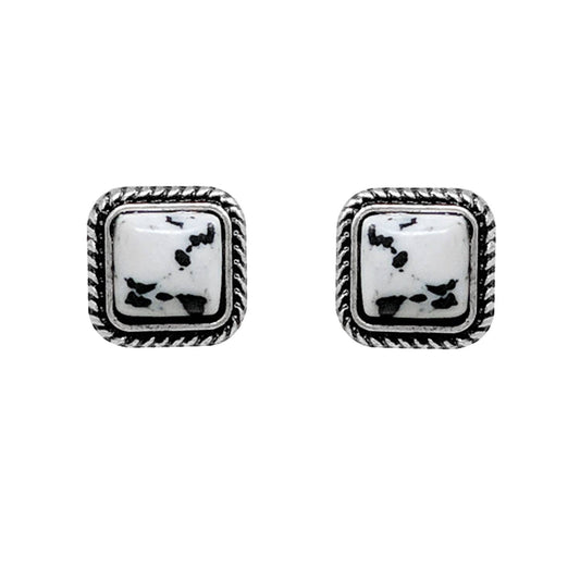 Western Navajo Turquoise Square Earrings