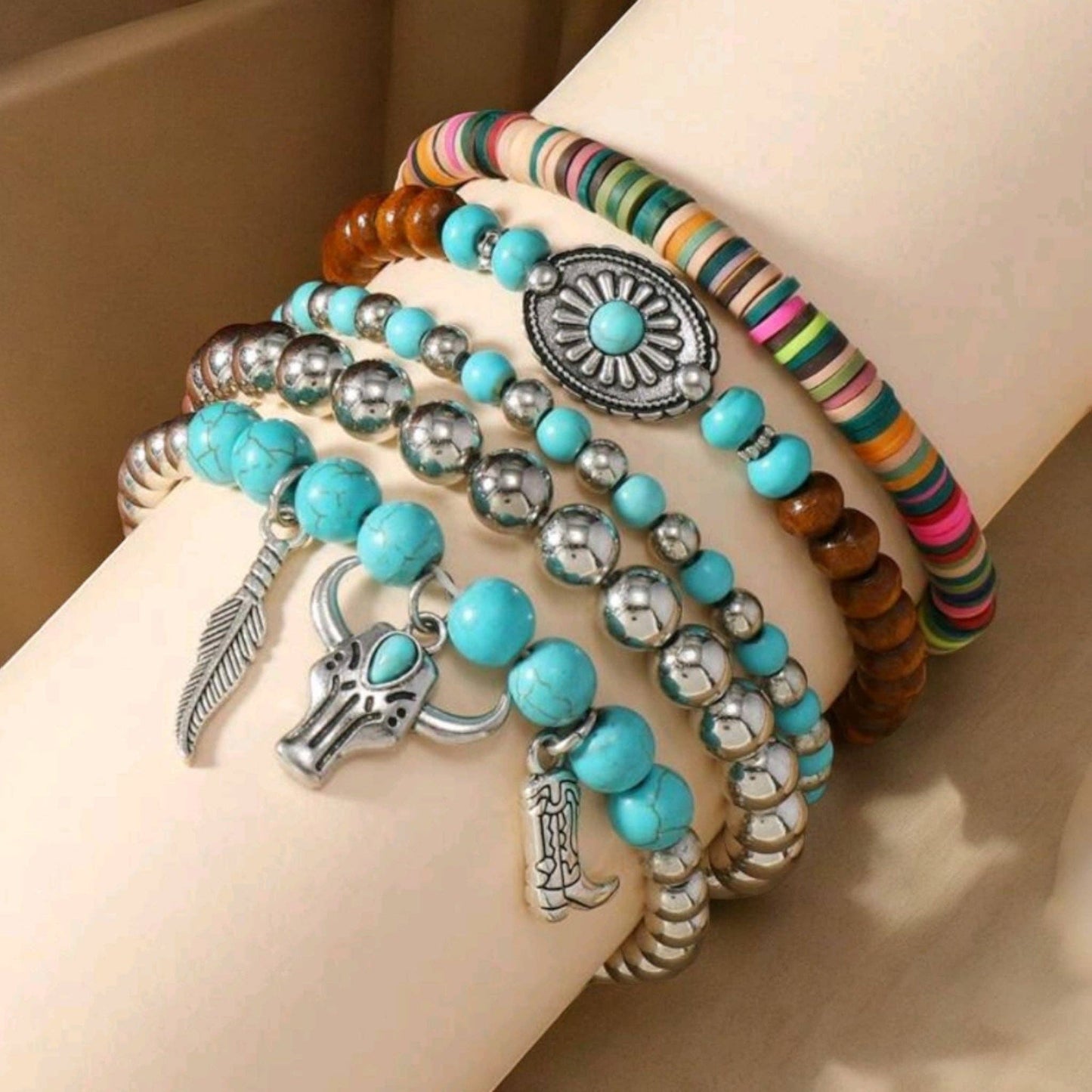 Wild West Bracelet Stack 5 Stretch Bracelets