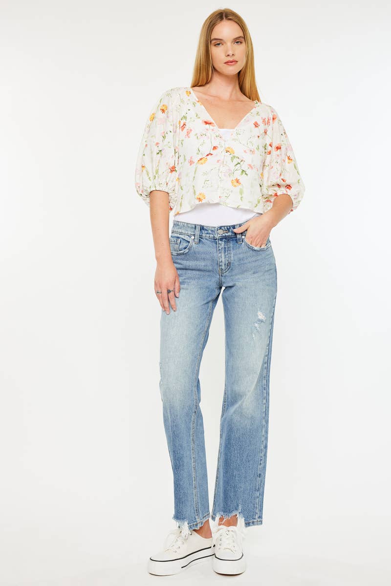 KANCAN MID RISE TRUE STRAIGHT JEANS