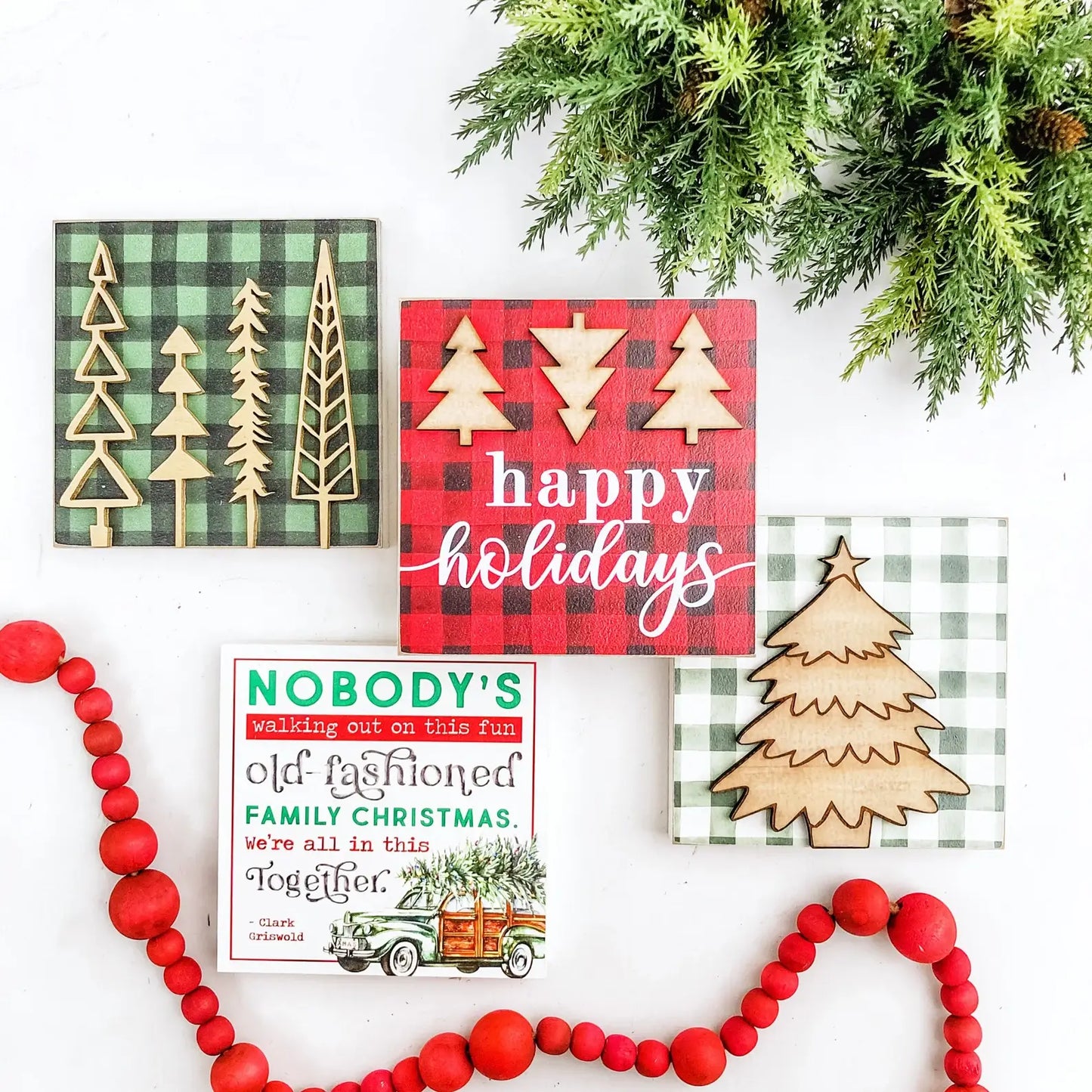 Christmas Mini Block Tiered Tray Signs - Laser Cut Design